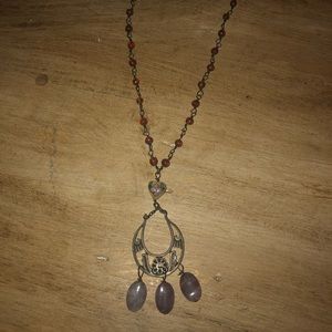 Earthy brown and Lavendar beaded necklace